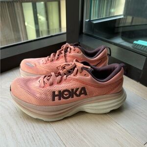 Hoka One One Bondi 8 Pink Clay Running Shoes Women's Sz 7.5